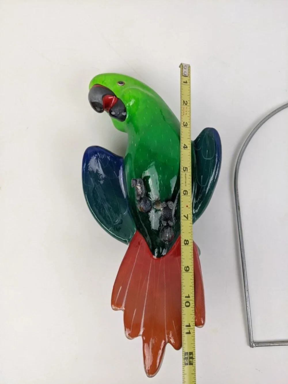 Vintage Ceramic Hand Painted Mexican Folk Art Hanging Parrot 12